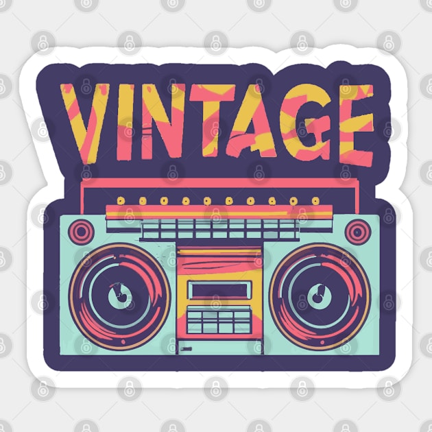 Vintage Retro Boom box Sticker by Scar